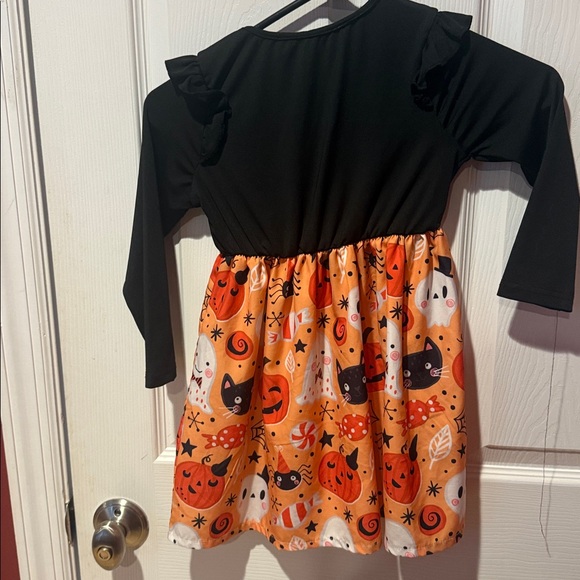 Halloween Themed Dress with Black Top and Orange Skirt - Picture 2 of 2
